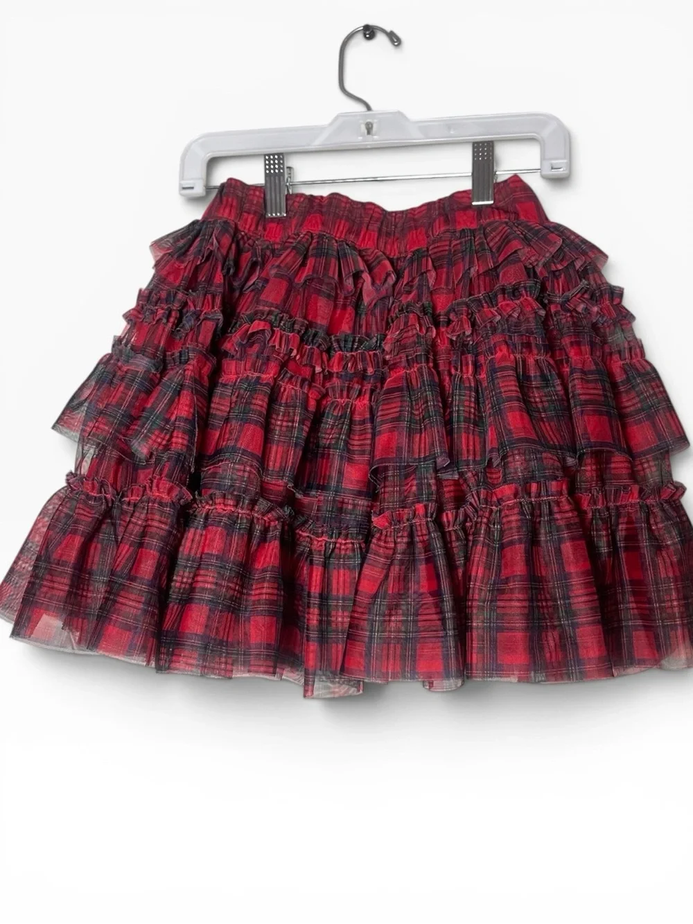 Gymboree Girls Red Tartan Plaid Tiered Ruffle Skirt Size 10 Holiday Christmas